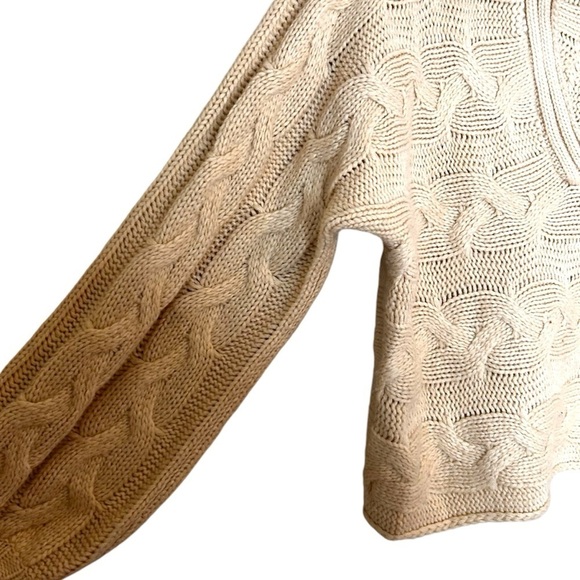 Emory Park Johnny Collar Cable Knit Crotchet Sweater- Neutral Cream- Medium - Picture 6 of 10